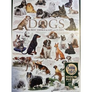 Cobble Hill  Dog Breeds 1000‎ Piece Jigsaw Puzzle Dog Quotes W/Poster Dog Lovers